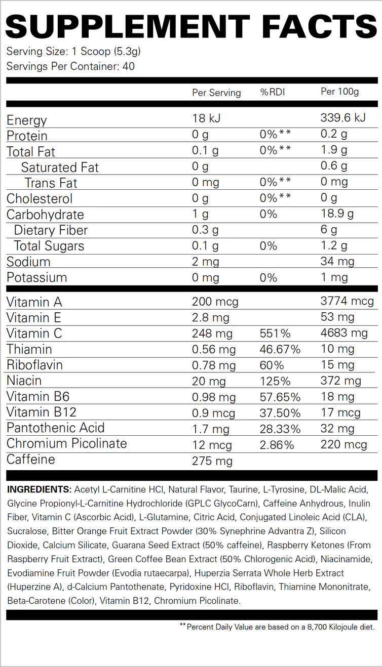 OXYSHRED Hardcore Fat burner (40 Servings) Cali Cola