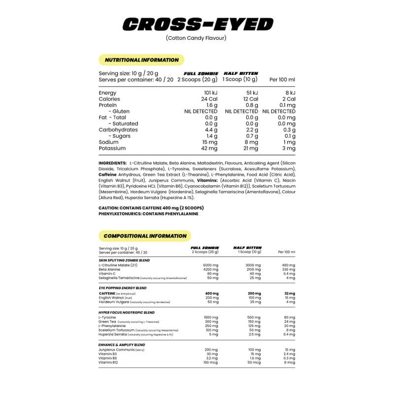 Cross-eyed (pre-workout 40 servings) Possessed Pine Mango