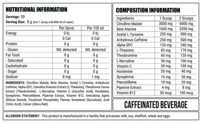 Disorder - (pre-workout 50 serves) Red Russian