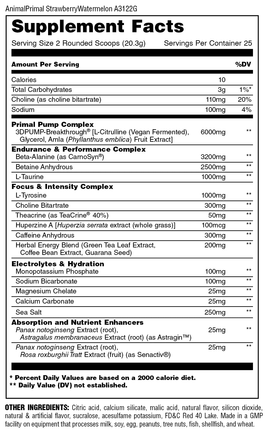 Animal Primal pre-workout (Fruit punch)