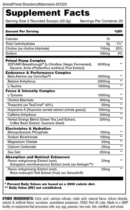 Animal Primal pre-workout (Strawberry watermelon)