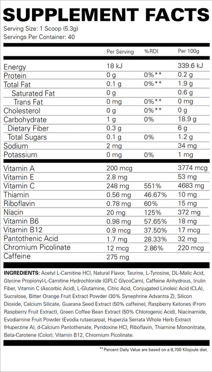 OXYSHRED Hardcore Fat burner (40 Servings) Lemon Sherbet Drop