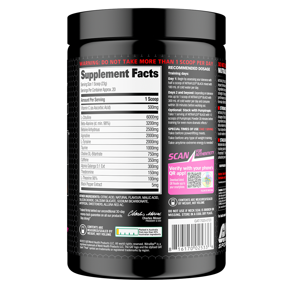 GAT NITRAFLEX BLACK Pre-workout 20s (Strawberry kiwi)