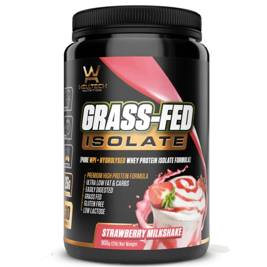 WELLTECH Grass-fed Whey Isolate 2Lb Strawberry Milkshake